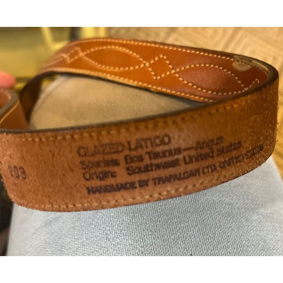 TRAFALGAR Latico Leather Western Belt w/ Brass Buckle & Tip Size 36 - Picture 5 of 14